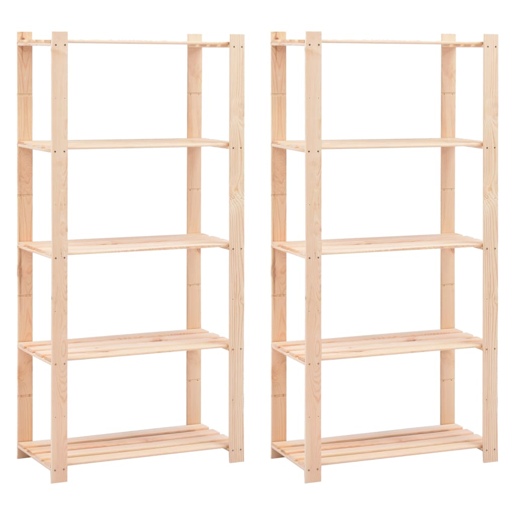 Vidaxl Storage Racks 5-lag 2 St 80x38x170 cm Pine Wood 250 kg