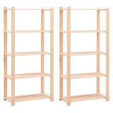 Racks de rangement Vidaxl 5 couches 2 ST 80x38x170 cm Bois de pin 250 kg