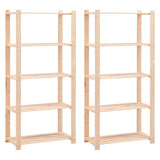 Racks de rangement Vidaxl 5 couches 2 ST 80x38x170 cm Bois de pin 250 kg