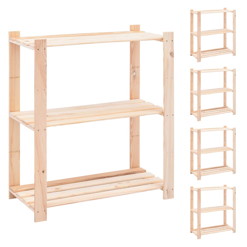 Vidaxl Storage Racks 3-Layer 5 St 150 kg 80x38x90 cm Solid furu