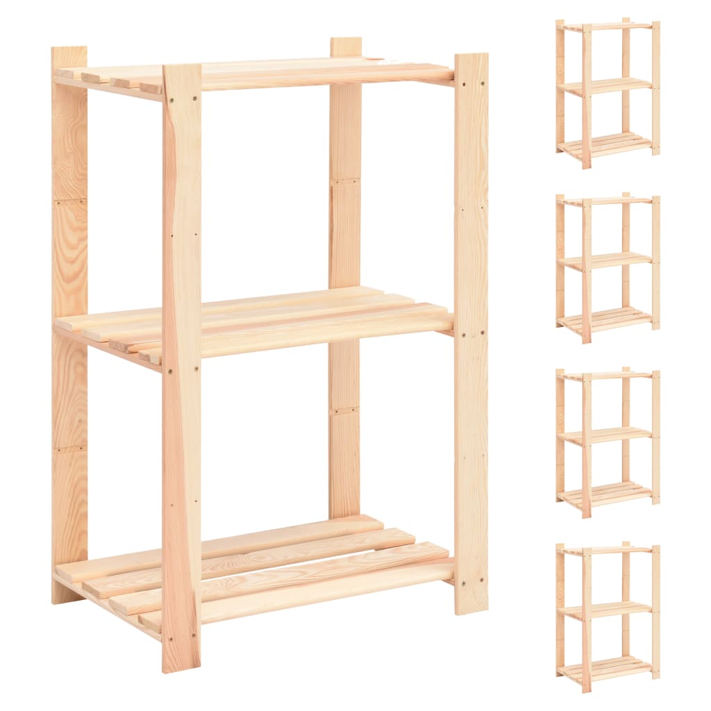 Vidaxl storage racks 3-layer 5 pcs 60x38x90 cm Solid pine 150 kg