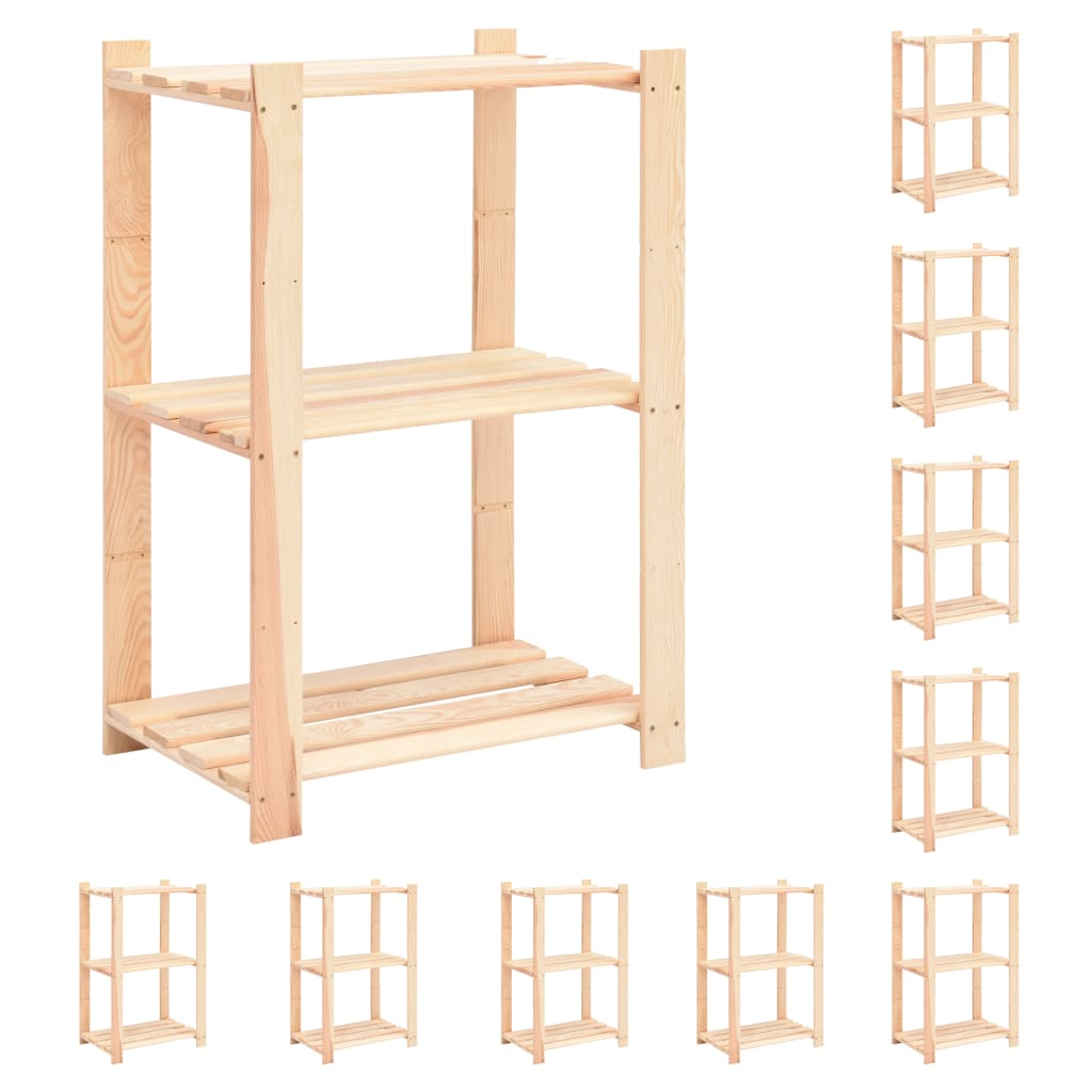 Vidaxl storage racks 3-layer 10 pcs 60x38x90 cm Pine wood 150 kg