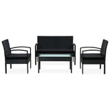 Vidaxl 4-delige loungeset met kussens poly rattan zwart