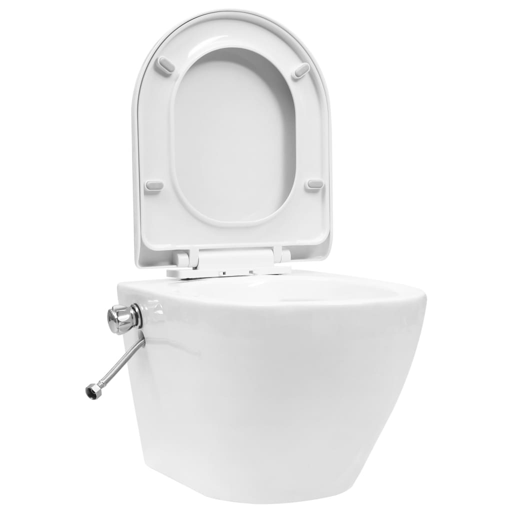 Vidaxl suspendu aux toilettes sans bordure avec fonction bidet blanc céramique blanc