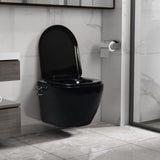 Vidaxl suspendu aux toilettes sans bordure avec fonction bidet en céramique noir