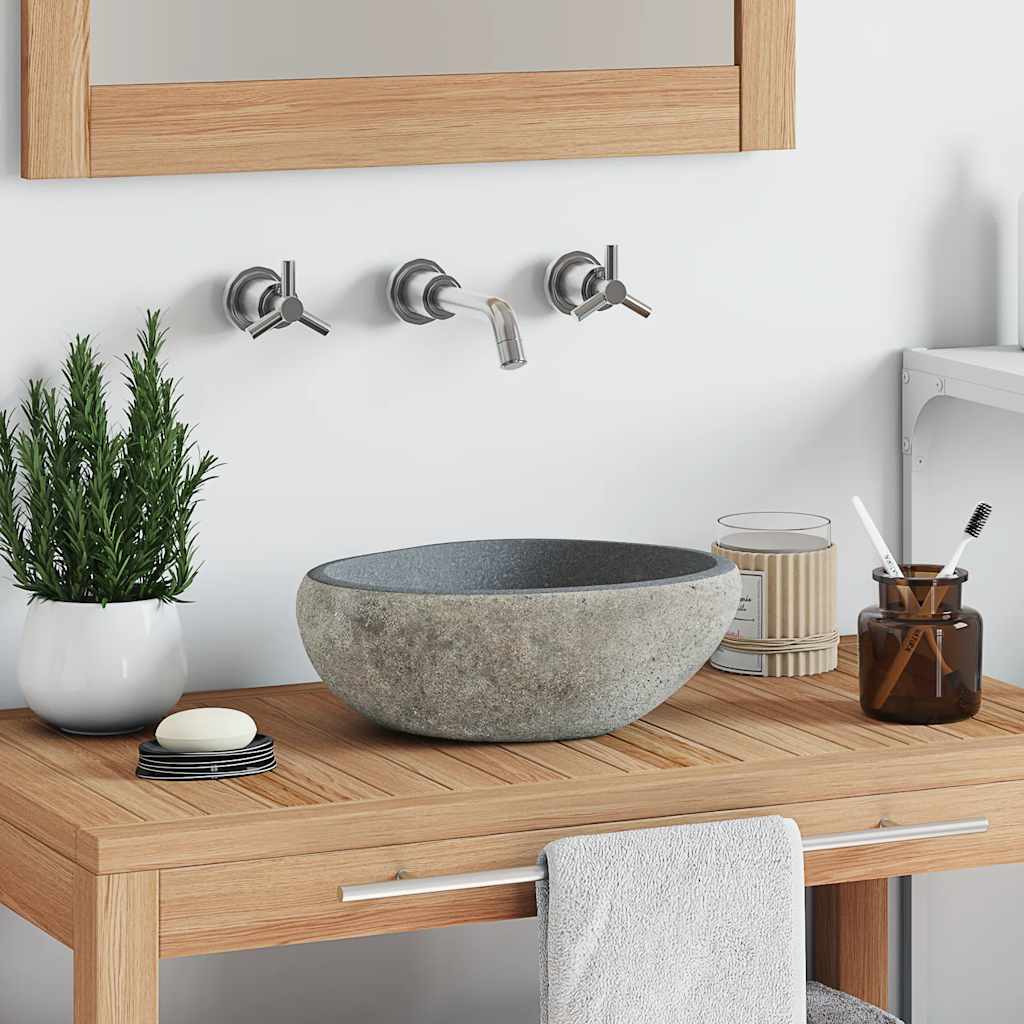 Vidaxl lavabo ovale (29-38) x (24-31) cm Stone de la rivière