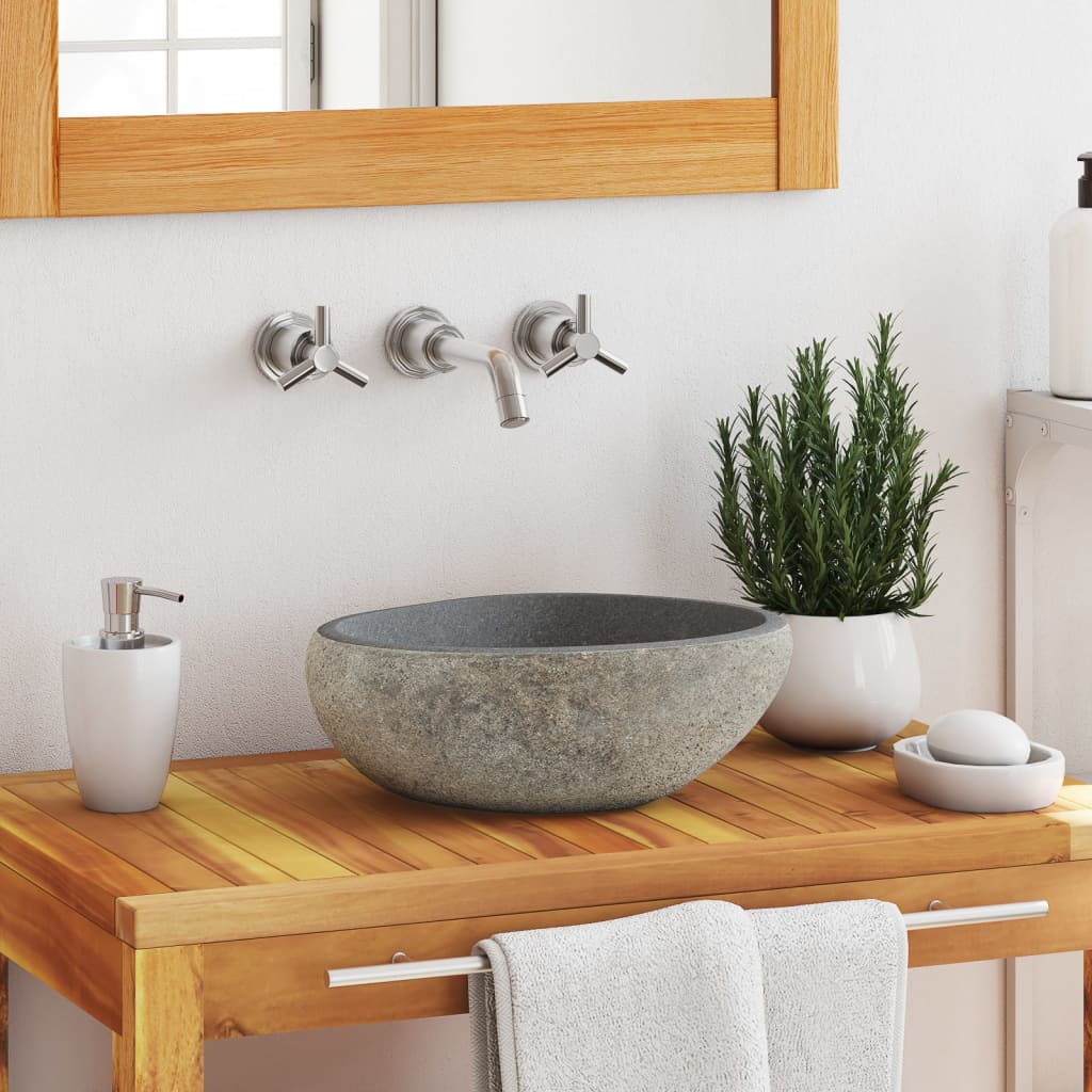 Vidaxl Washbasin Oval (29-38) X (24-31) CM řeky Stone