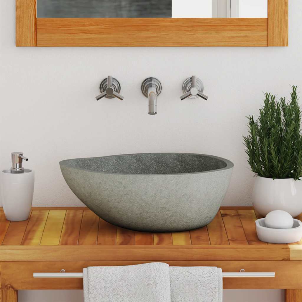 VidaXL Washbasin Oval (37-46) X (29-36) CM River stone