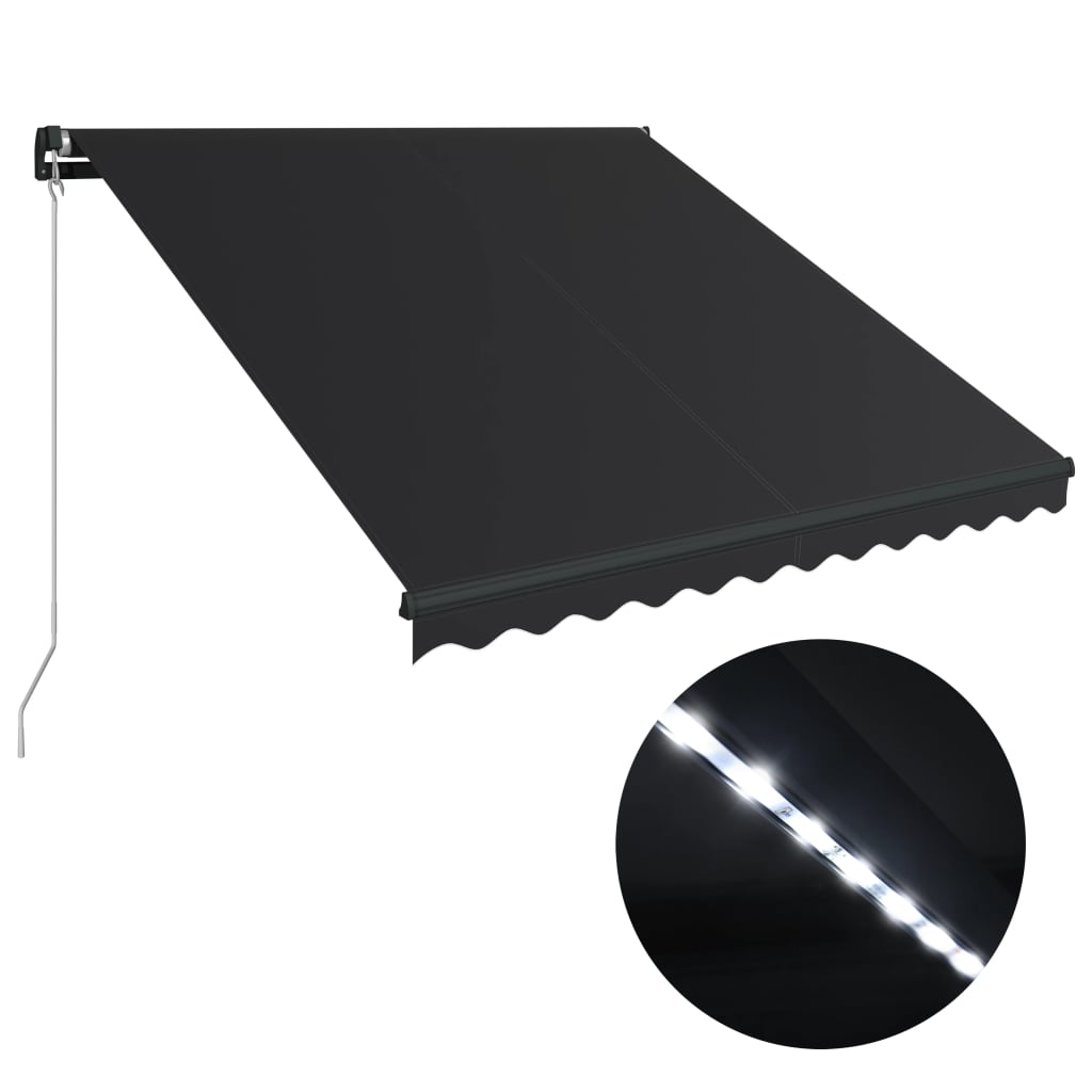 Bidaxl Luifel manuellt utdragbar med LED 300x250 cm Anthracite