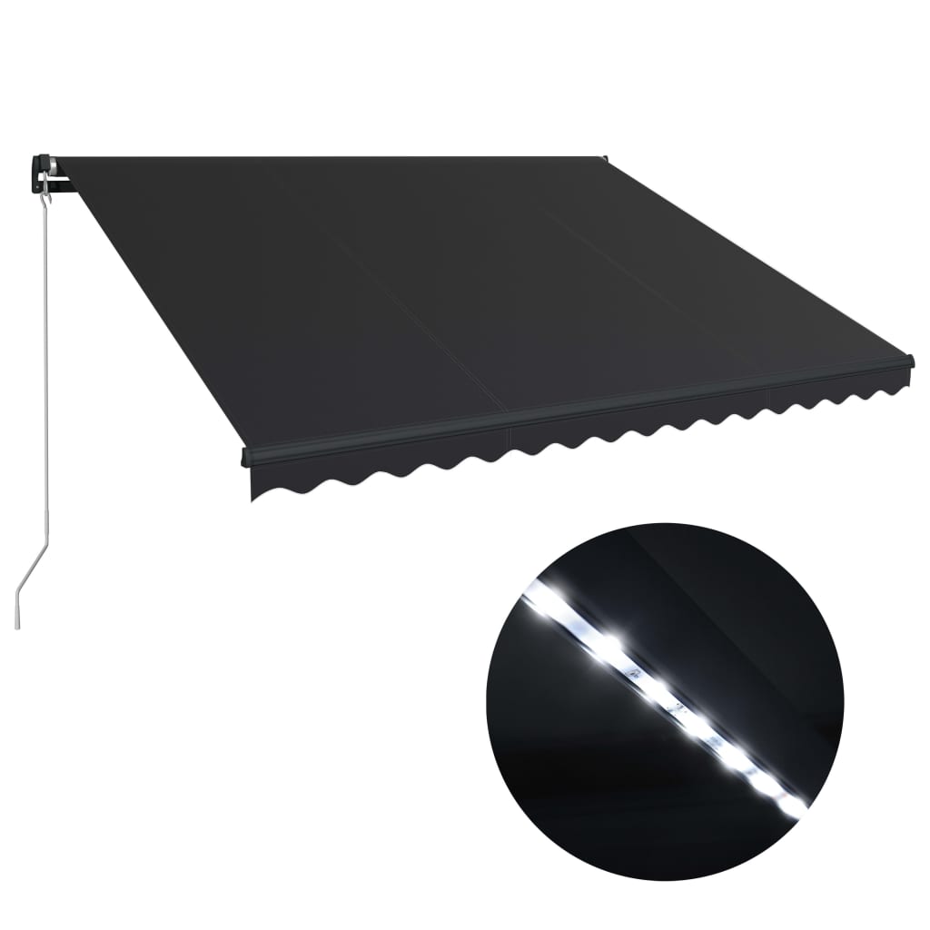 Vidaxl Luifel extensible manuellement avec l'anthracite LED 400x300 cm