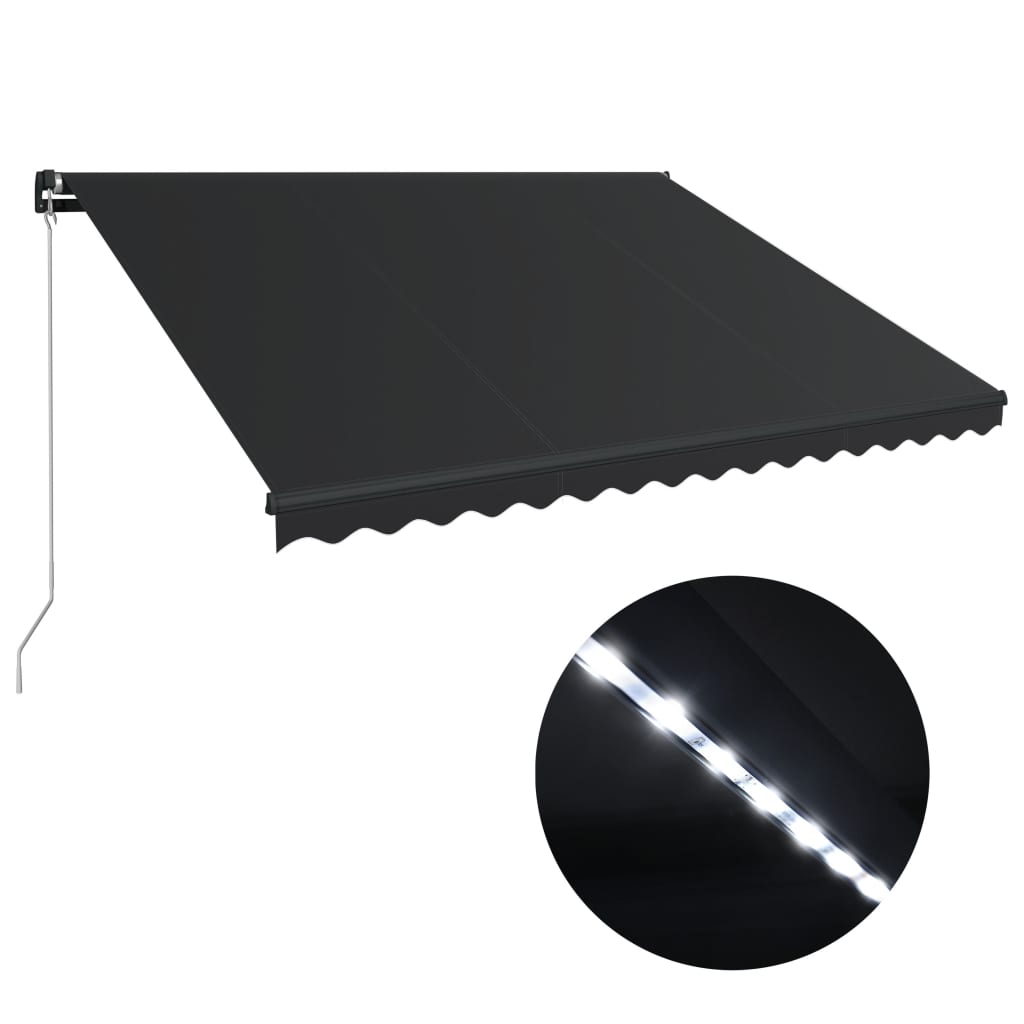 Vidaxl luifel extensible manuellement avec LED 450x300 cm anthracite