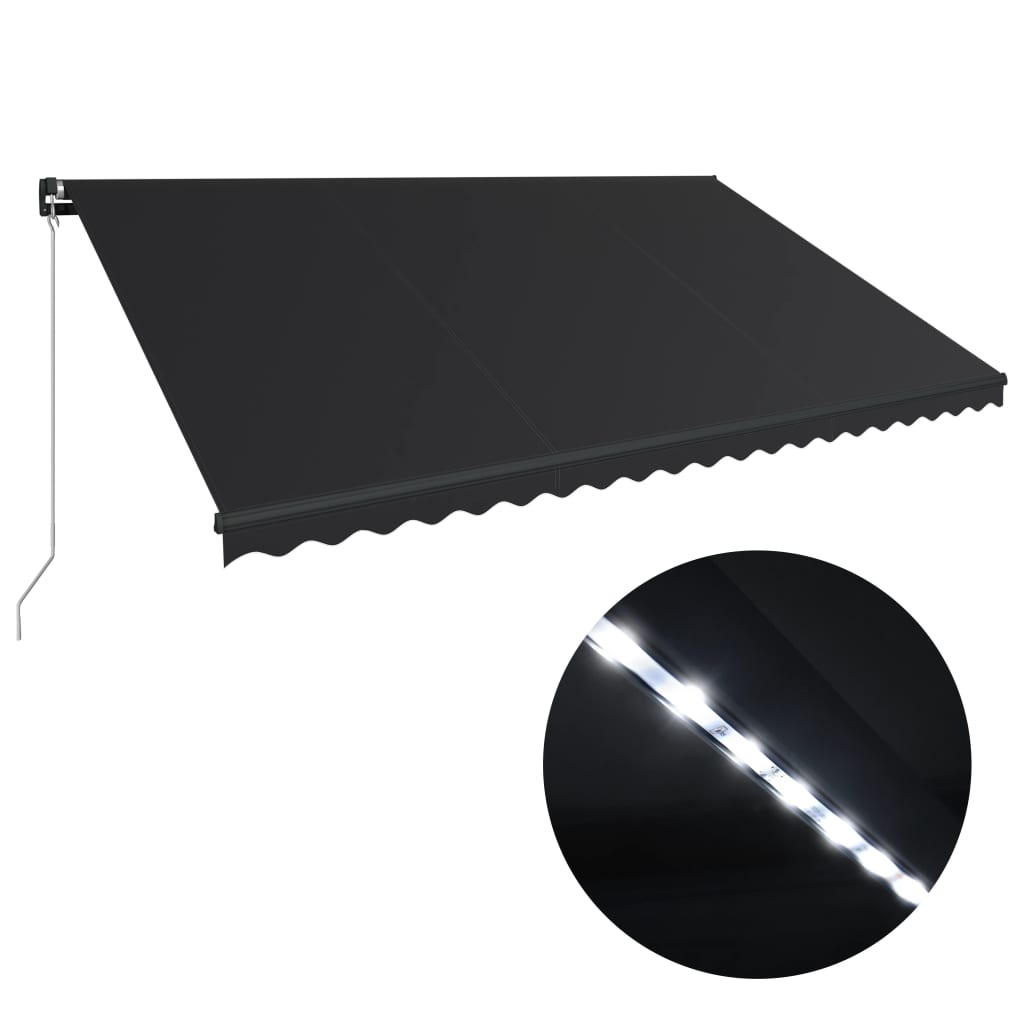 Vidaxl Luifel manuelt utvides med LED 500x300 cm Anthracite