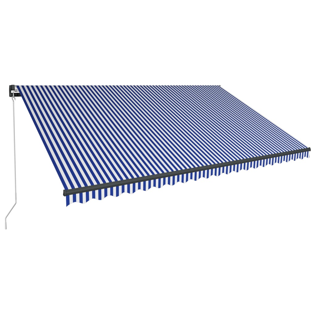 Vidaxl Luifel se puede extender manualmente con LED 500x300 cm azul y blanco