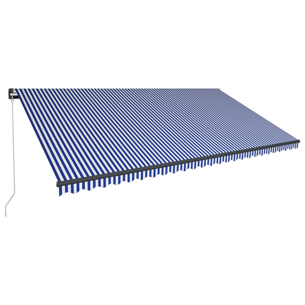 Vidaxl Luifel se puede extender manualmente con LED 600x300 cm azul y blanco