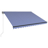 VidaXL Luifel met windsensor en LED 350x250 cm blauw en wit