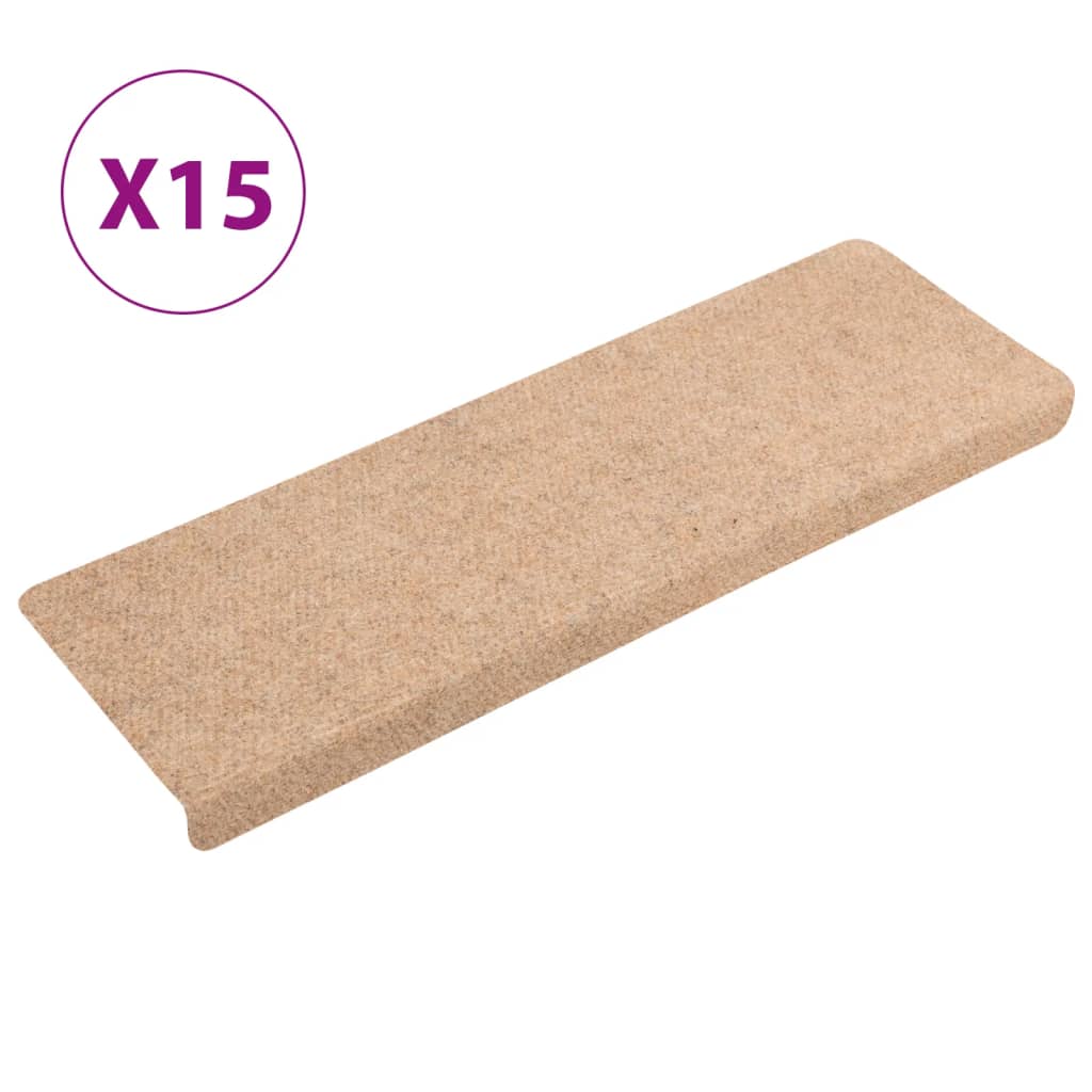 Vidaxl stair mats 15 st 65x21x4 cm needle felt cream -colored