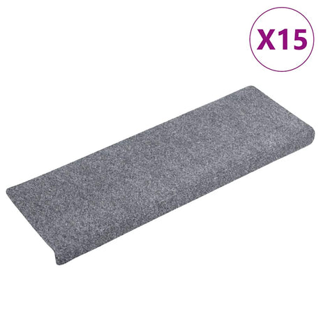 Mattes d'escalier vidaxl auto-adhésifs 15 pièces 65x21x4 cm gris clair avec bordure rectangulaire