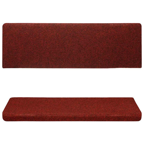 Vidaxl Mat à escalier auto-adhésif 15 pièces 65x21x4 cm Bordeaux rouge rectangulaire