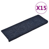 Vidaxl Mat à escalier auto-adhésif 15 pièces 65x21x4 cm bord rectangulaire bleu