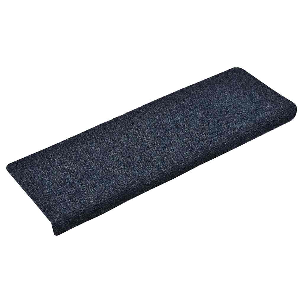 Vidaxl Mat à escalier auto-adhésif 15 pièces 65x21x4 cm bord rectangulaire bleu