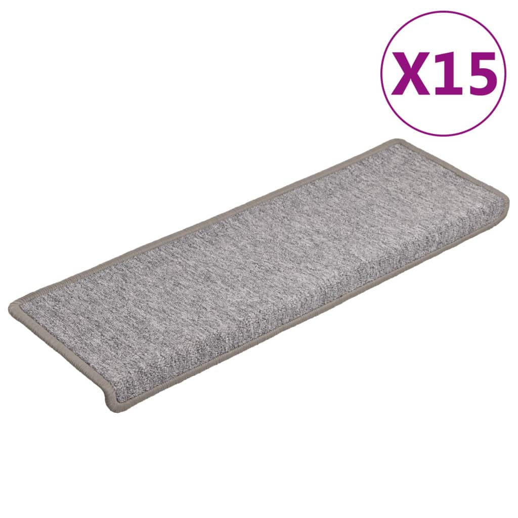 Vidaxl tappetini per scale 15 St 65x21x4 cm grigio chiaro