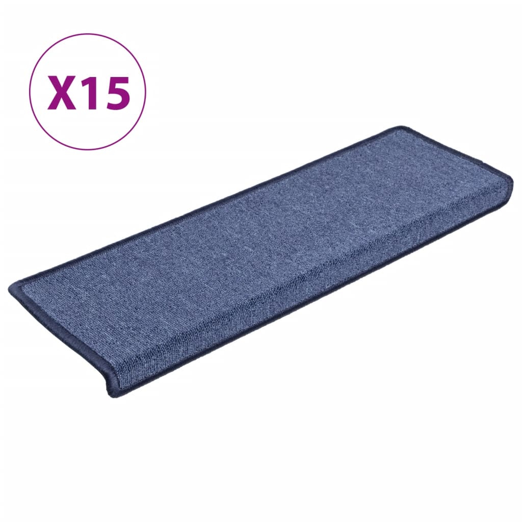 Vidaxl Stair Mats 15 ST 65X25 cm bleu