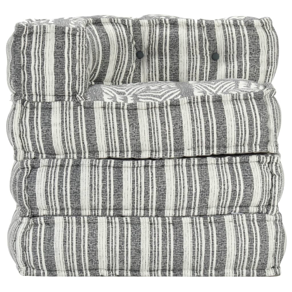 Vidaxl pouf tissu modulaire gris rayé