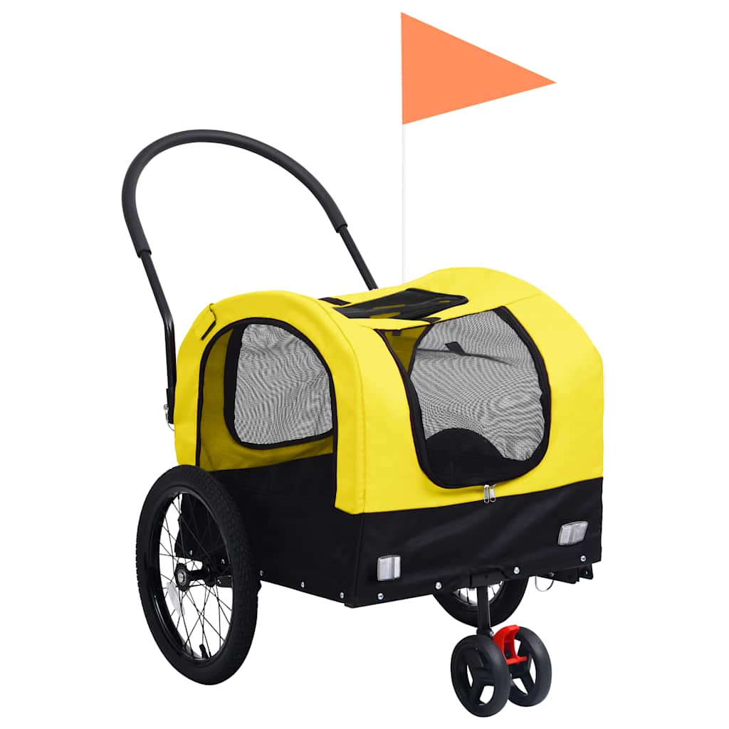 Vidaxl Bicycle Trailer et voiture de chien 2-en-1 jaune et noir