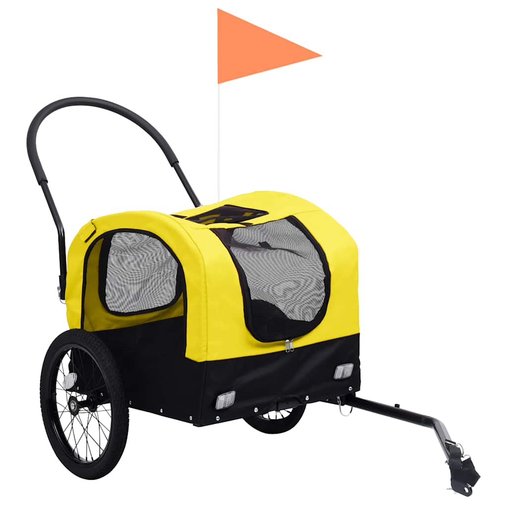 Vidaxl Bicycle Trailer a Dog Car 2-in-1 žluté a černé