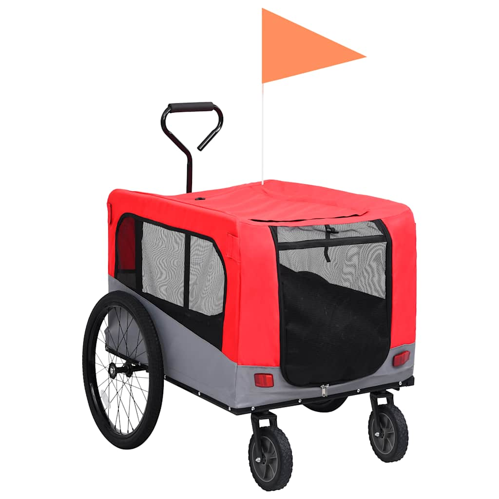 Vidaxl-Fahrradanhänger und Hundewagen 2-in-1 rot und grau