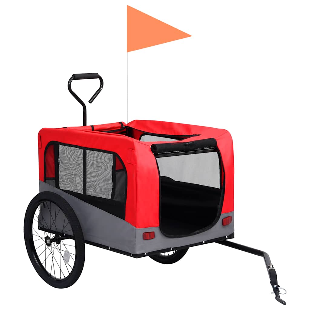 Vidaxl-Fahrradanhänger und Hundewagen 2-in-1 rot und grau