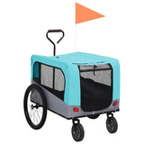 Vidaxl Bicycle Trailer et voiture de chien 2-en-1 bleu et gris