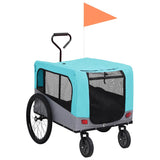 Vidaxl Bicycle Trailer a Dog Car 2-in-1 Blue and Grey