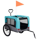 Vidaxl Bicycle Trailer a Dog Car 2-in-1 Blue and Grey