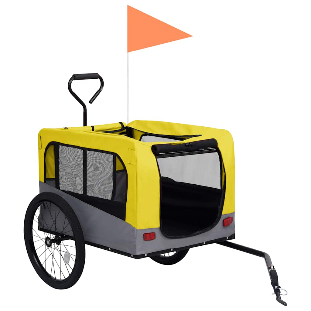 Vidaxl Bicycle Trailer a Dog Car 2-in-1 žlutá a šedá