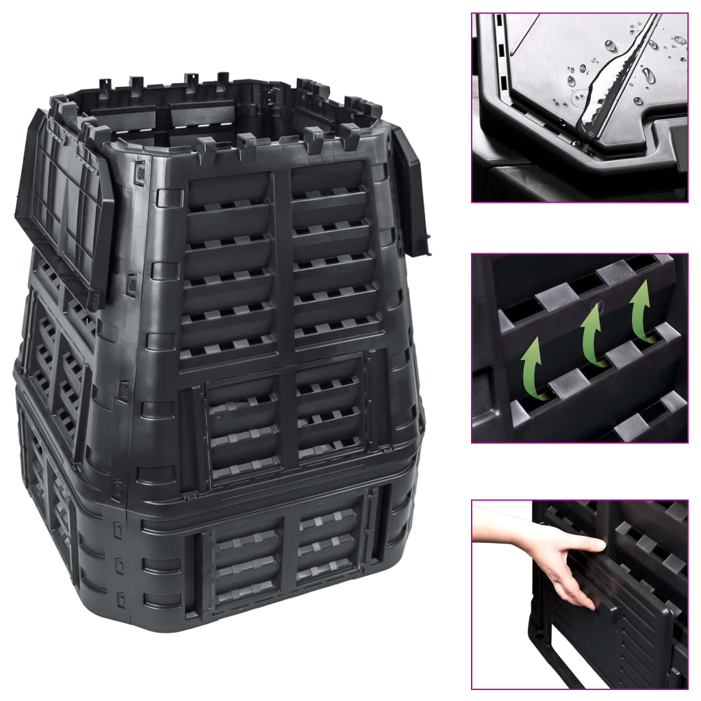 Vidaxx bac à compost 740 l 93,3x93,3x113 cm noir
