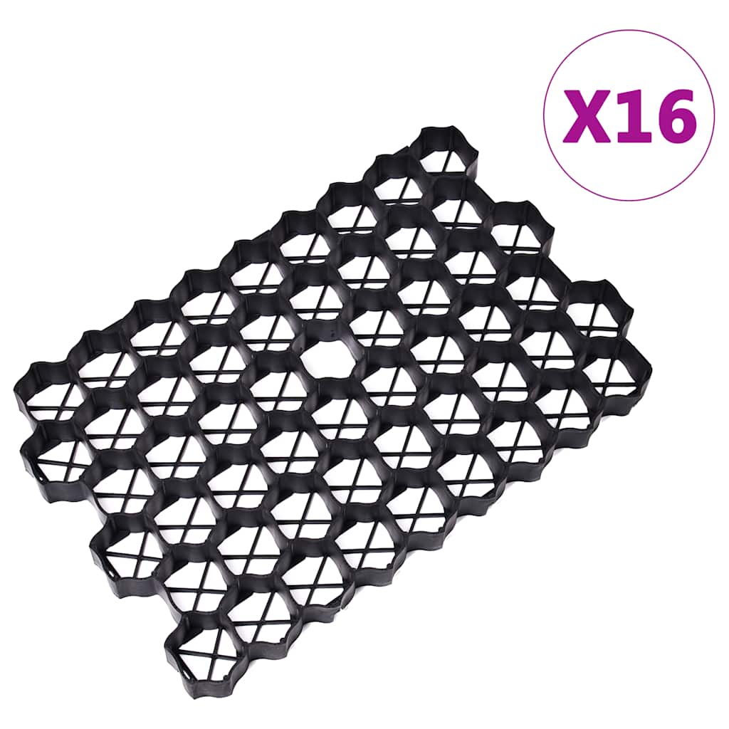 Vidaxxl grilles d'herbe 16 pcs 60x40x3 cm plastique vert