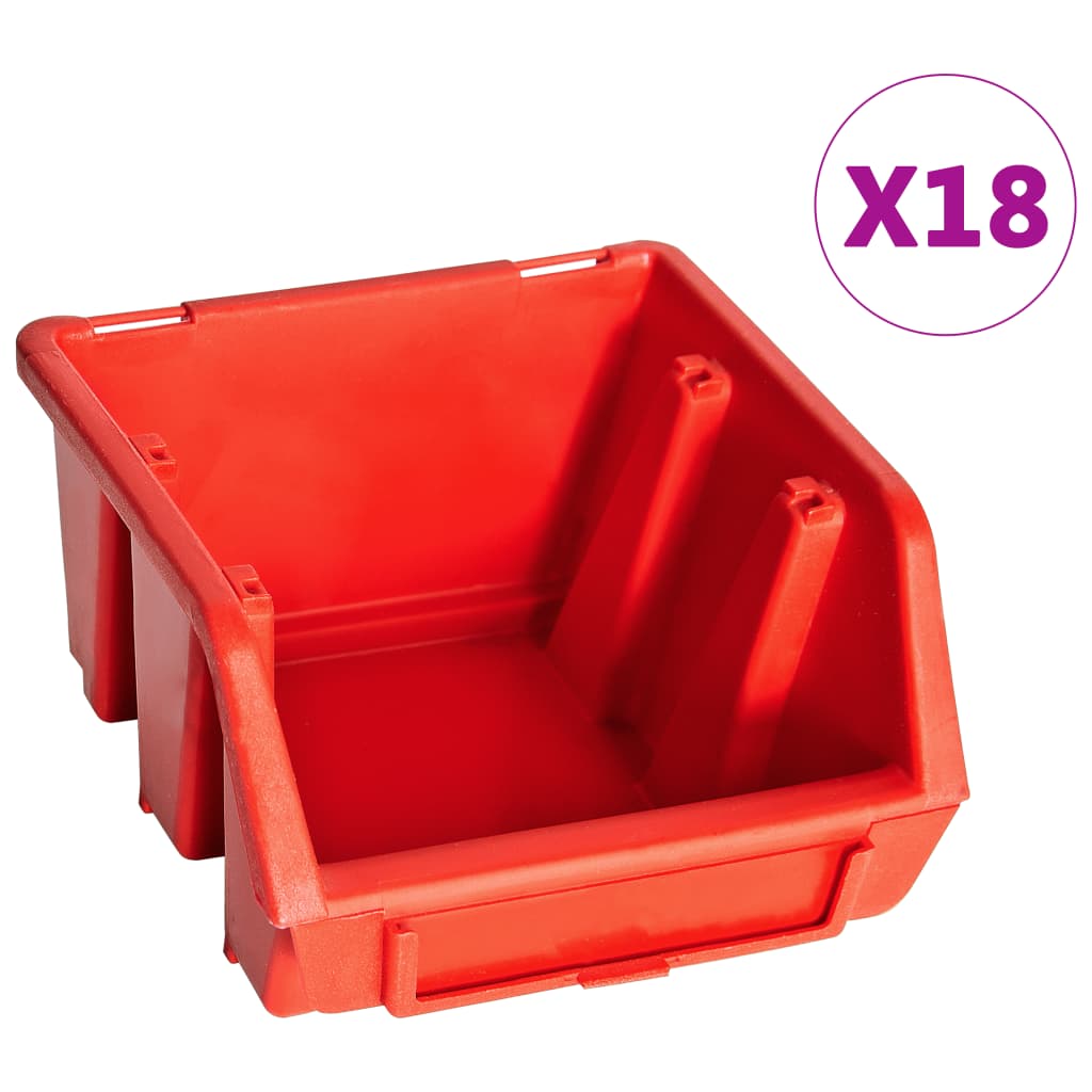 VIDAXL 32-teiliger Speichersatz mit Wandpaneele rot und schwarz