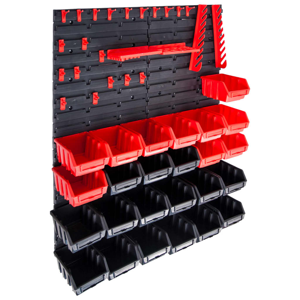 Vidaxl 29-piece storage set with wall panels red and black