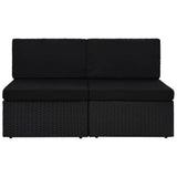 Vidaxl tweezitsbank sectioneel poly rattan zwart