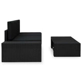 Vidaxl 3-delige loungeset poly rattan zwart
