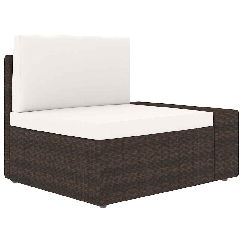 Vidaxl driezitsbank sectioneel poly rattan bruin