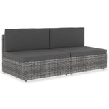 Vidaxl tweezitsbank sectioneel poly rattan grijs
