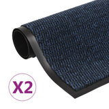 VidaXL Droogloopmatten 2 st rechthoekig getuft 40x60 cm blauw