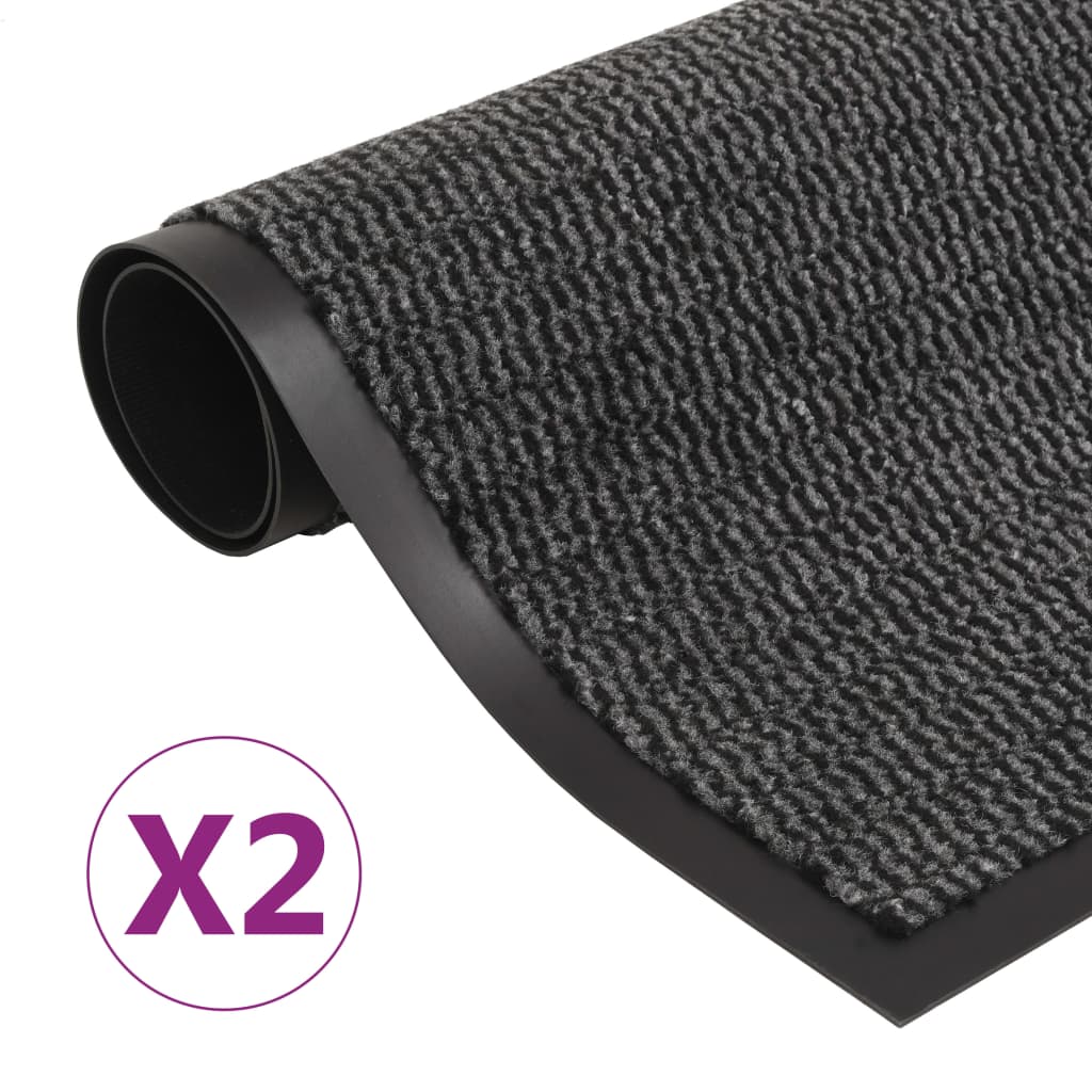 Vidaxl Droogloop Mants 2 PC rechteckeg Tennen 60x90 cm Anthhracit