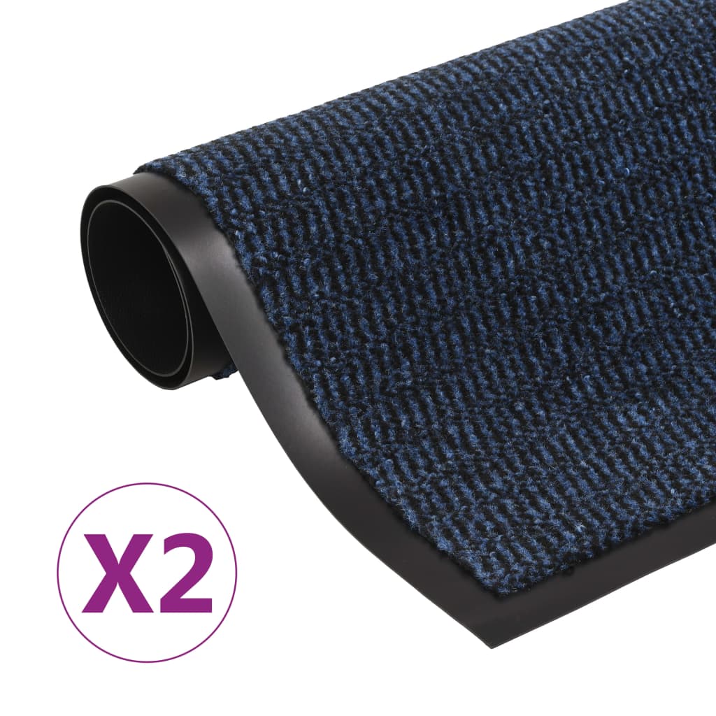 Vidaxl Droogloop Mats 2 St rektangulær tufting 60x90 cm blå