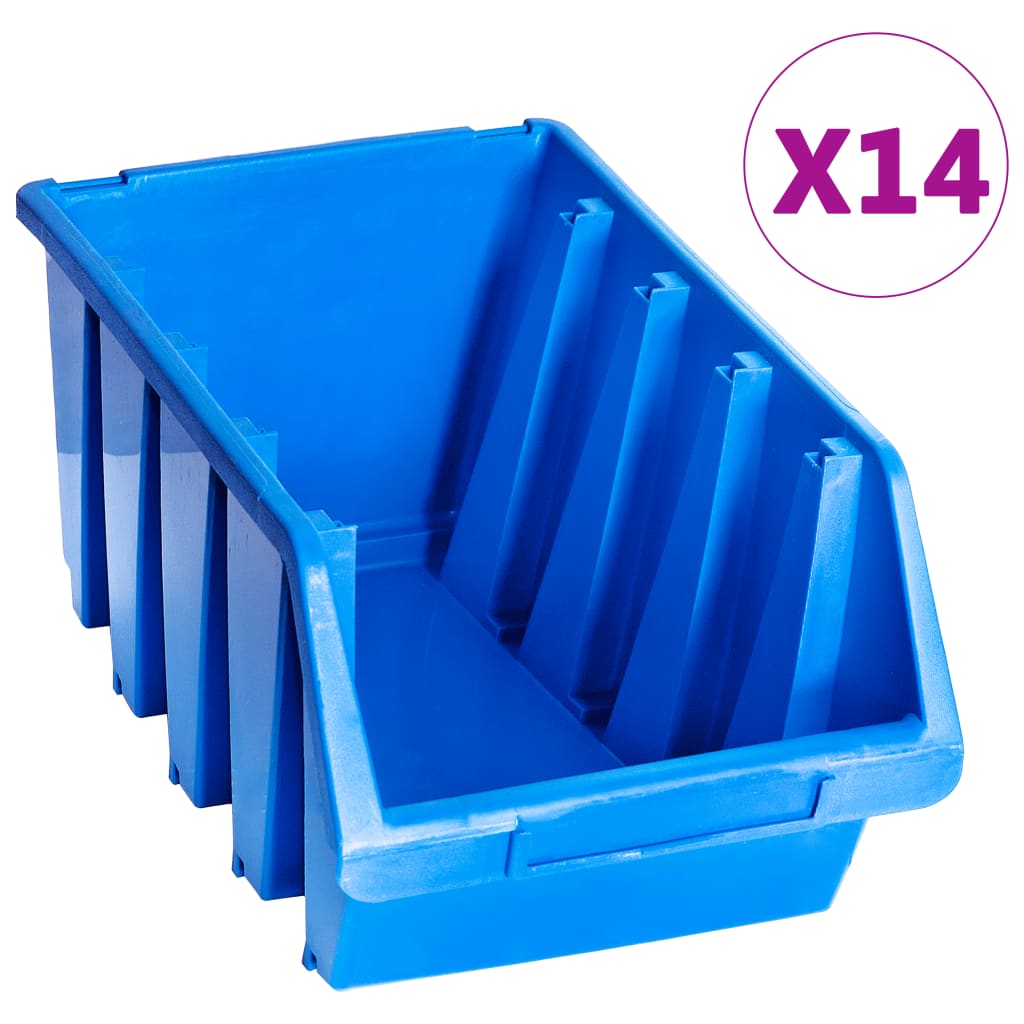 Vidaxl Stapelbakken 14 St Plastikblau