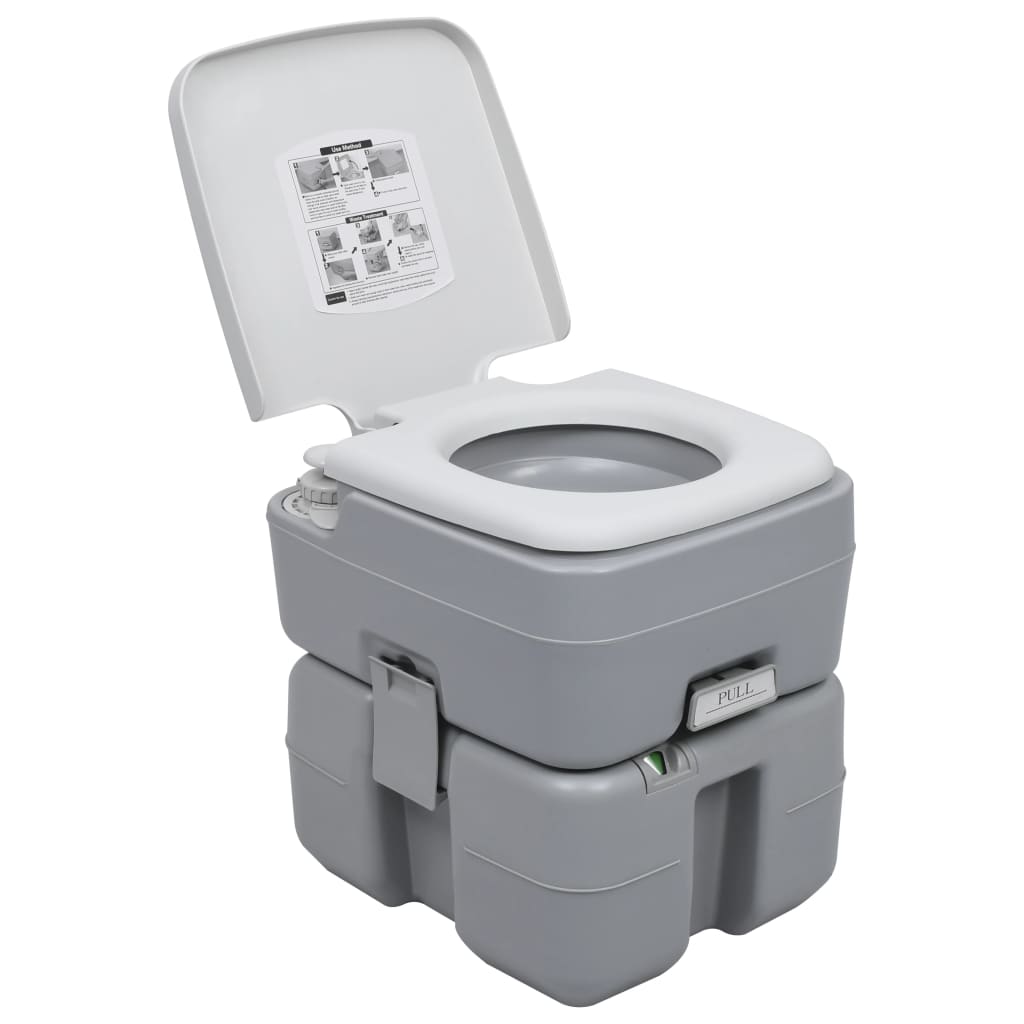 Vidaxl camps toilettes portables 20 + 10 l gris