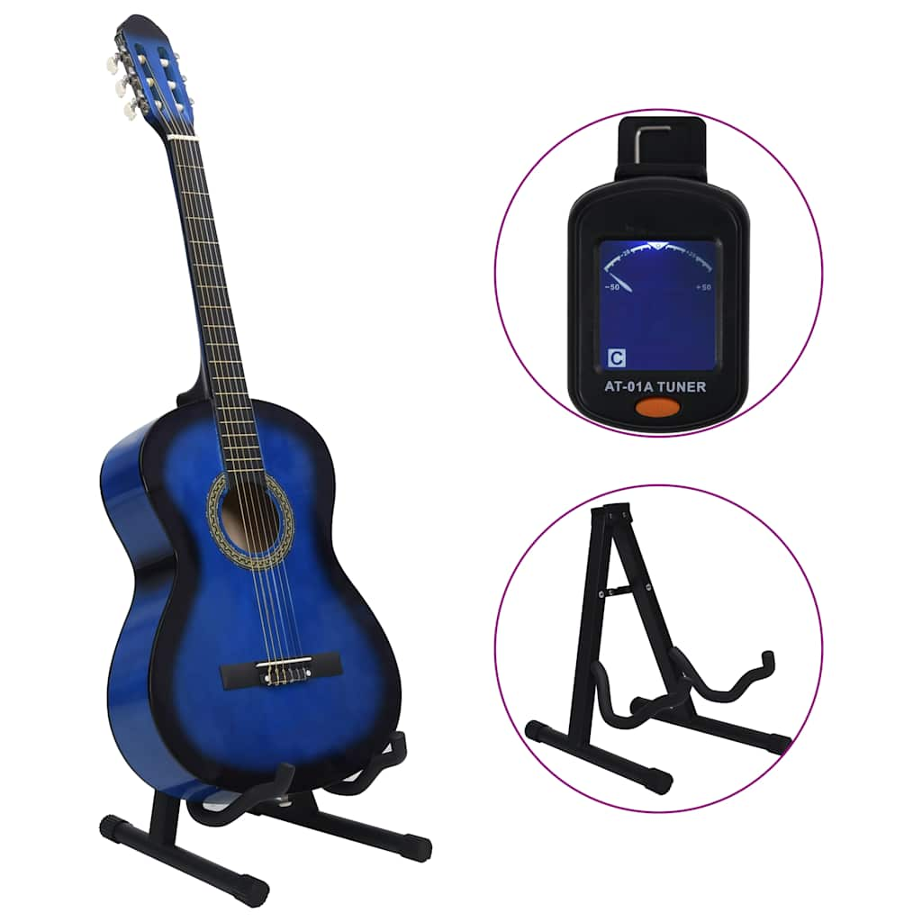 Vidaxl Guitar Guitar Set Classic Beginner 4 4 39 Blue