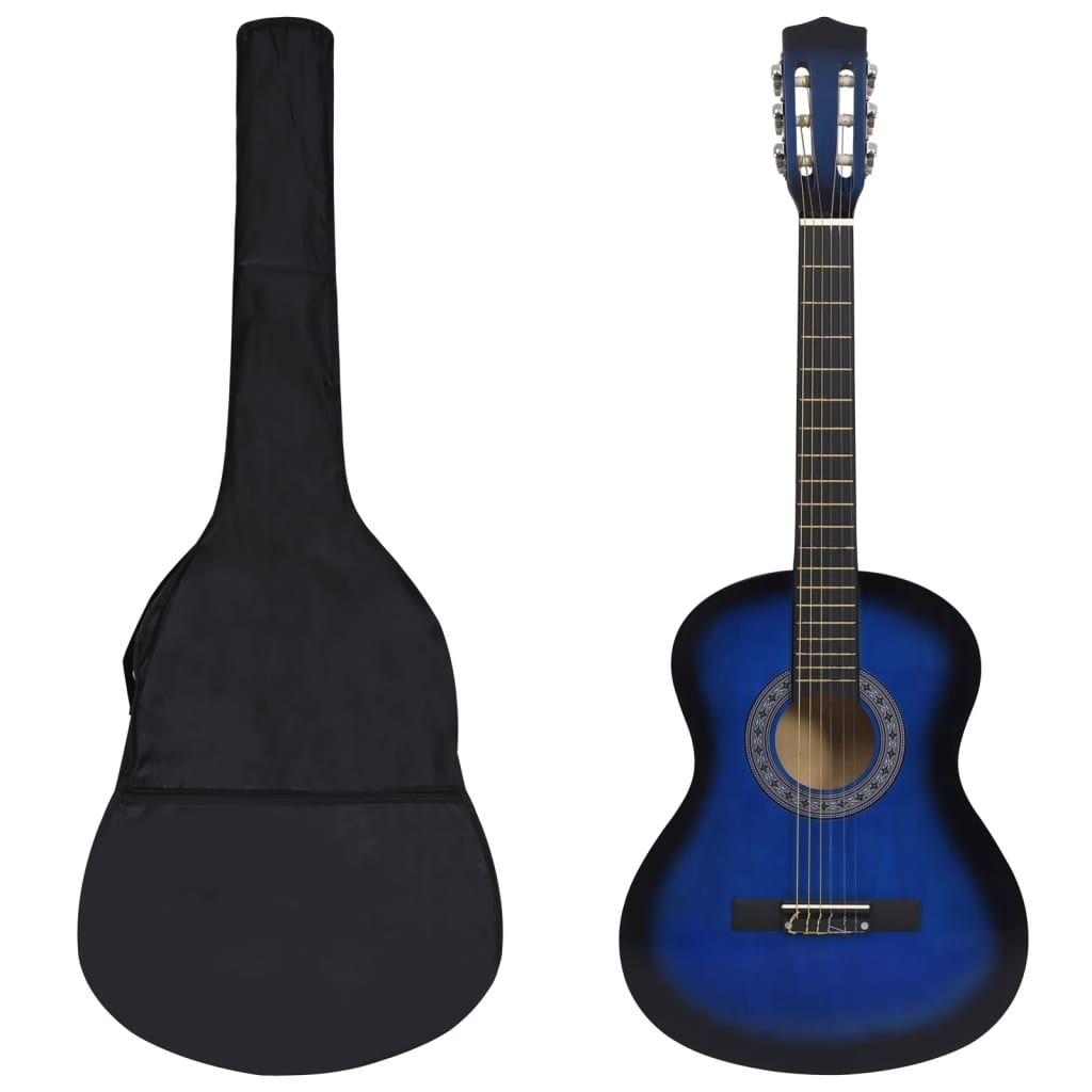 Vidaxl 8-piece guitar set classic beginner 3 4 36 blue